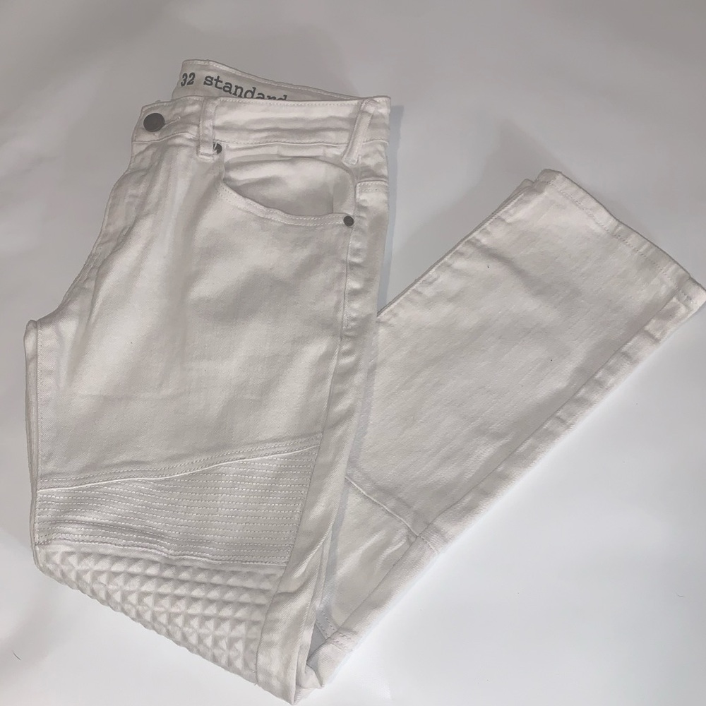 Vintage Inspired White Mens RawX Biker Standard 32 Means Jeans